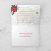 ミュージックレッドホワイトポインセティアスタークリスマス シーズンカード (内部)