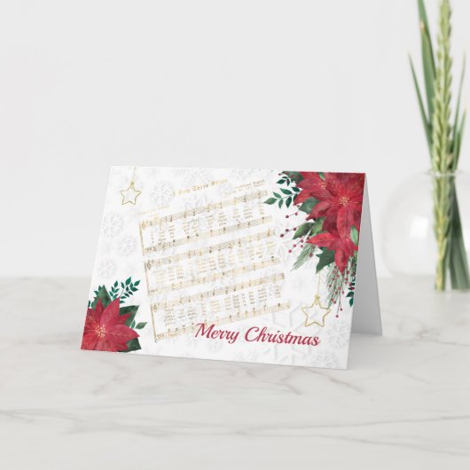 ミュージックレッドポイントセティアスターソングクリスマス シーズンカード (正面)