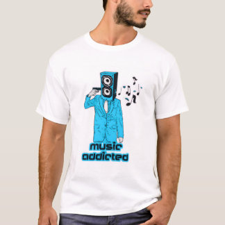 ミュージック中毒グラフィックTシャツ -トレンディーホワイトTシャツ  Tシャツ