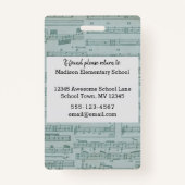 ミュージック先生のフォトIDバッジスマイルをマスクの後ろに バッジ (裏面)