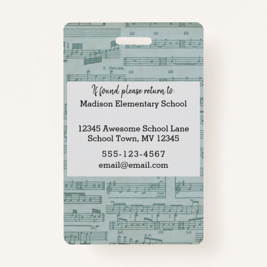 ミュージック先生のフォトIDバッジスマイルをマスクの後ろに バッジ (裏面)