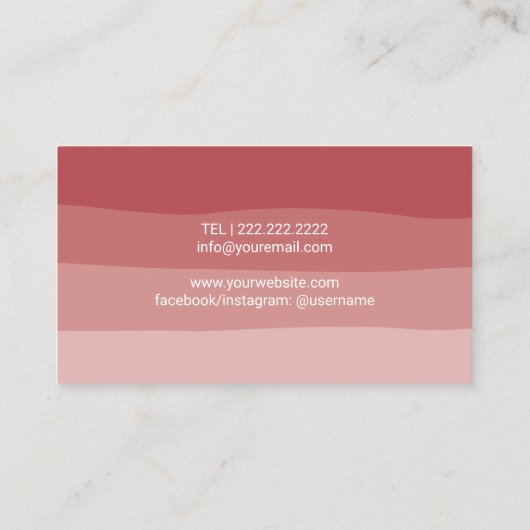 ミュージック先生コーラルレッドストライプピアノ鍵ミュージカル 名刺 (裏面)