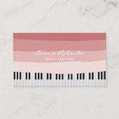 ミュージック先生コーラルレッドストライプピアノ鍵ミュージカル 名刺 (正面)