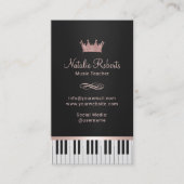 ミュージック先生ピアノ鍵バラ金ゴールドクラウン 名刺 (正面)