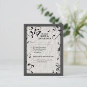 ミュージック葉バタフライズグレイ&ブラックウッド結婚ズ インビテーションポストカード (スタンド正面)