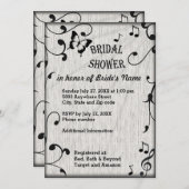 ミュージック葉バタフライズグレイ&ブラックウッド結婚ズ 招待状 (正面/裏面)