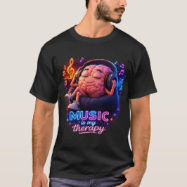ミュージック・イズ・マイ・セラピー ネオン グラフィック 脳 ラウンジ Tシャツ