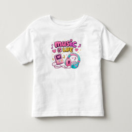 🎵 ミュージック・イズ・ライフ ピンクハート トドラー服 🎵 トドラーTシャツ