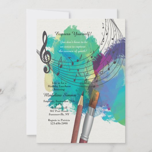 ミュージック カラーの招待状 招待状 (正面)