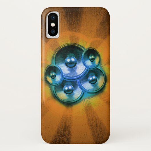 ミュージック スピーカーとオレンジのサン バースト Case-Mate iPhoneケース (裏面)