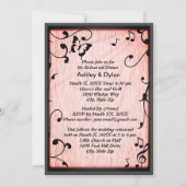 ミュージック バタフライ リーブス ピンク ウッド リハーサル ディナー 招待状 (正面)