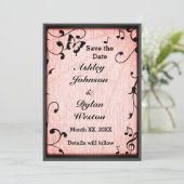 ミュージック バタフライ リーブス ピンク ラスティック ウッド ウェディング セーブザデート (スタンド正面)