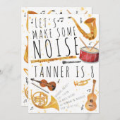 ミュージック バースデー パーティー 招待状 - 騒ぎを起こそう (正面/裏面)