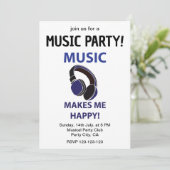 ミュージック ヘッドホン ミュージックでハッピー ミュージック パーティー 招待状 (スタンド正面)