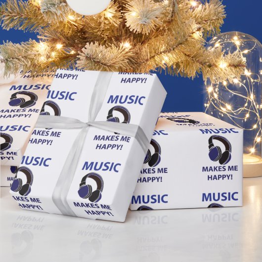 ミュージック ヘッドホン ラッピングペーパー (クリスマス)