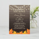 ミュージック ベイビー シャワー 秋の落ち葉 ストリング ライト 招待状 (スタンド正面)