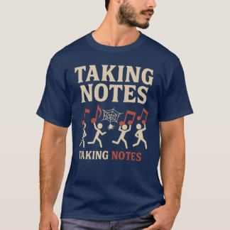 ミュージック・ユーモアTシャツ - メモを盗む棒人間デザイン Tシャツ