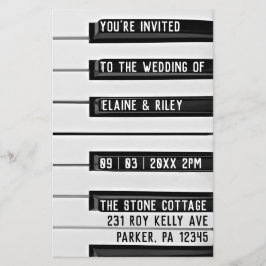 ミュージック=ラブピアノフォトバジェット結婚式招待状 チラシ