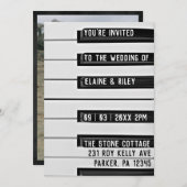 ミュージック=ラブピアノ鍵フォト結婚式招待状 招待状 (正面/裏面)