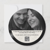 ミュージック ヴィニール アイボリー ブラック オールインワン フォト QR ウェディング 招待状 (裏面)