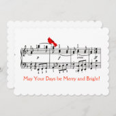 ミュージック&(鳥)ショウジョウコウカンチョウレッドバードクリスマスカード シーズンカード (正面/裏面)