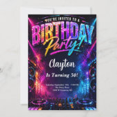 ミュージックDJクラブテーマの誕生日パーティー 招待状 (正面)
