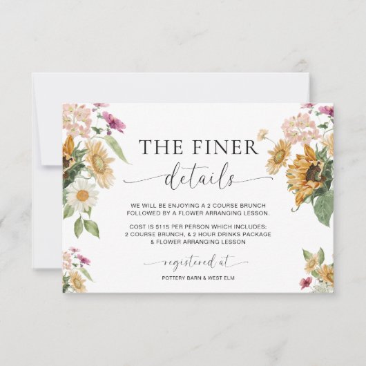 ミューズ サンキライ フルール ベイビー シャワー 詳細カード 招待状 (正面)