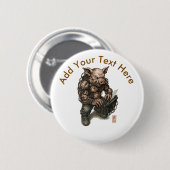 ミュータントピグウォリアー – サイバパンクブッチャーとチェーン 缶バッジ (正面&裏面)