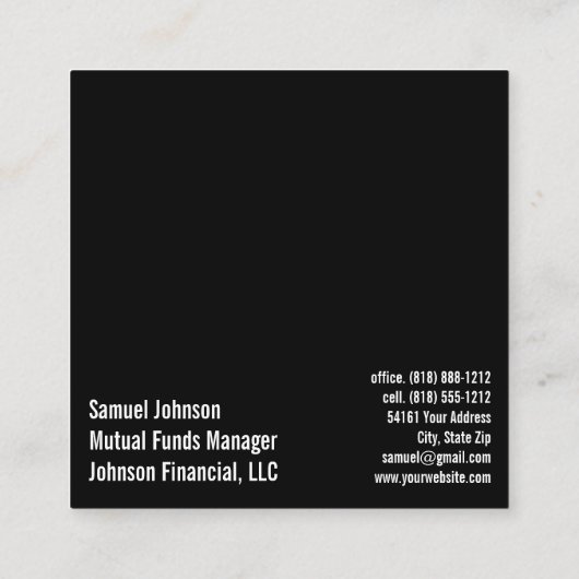 ミューチュアル・ファンド・マネージャーストックブローカー スクエア名刺 (裏面)