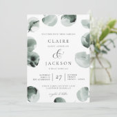 ミューテッドグリーンのユーカリとアンパサンドのモダンウェディング 招待状 (スタンド正面)