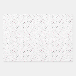 ミューテッドピンクとターコイズのミニ星とハートのセット3 ラッピングペーパーシート