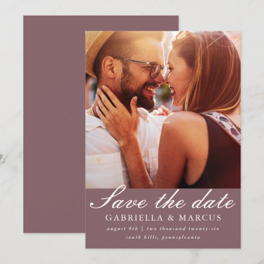 ミューテッドプラム フォト ウェディング セーブ・ザ・デート (正面/裏面)