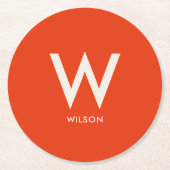 ミューテッドレッドモノグラムパーソナルパーティ ラウンドペーパーコースター (正面)