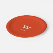 ミューテッドレッド モノグラム パーソナルパーティー ペーパープレート (アングル)