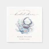 ミューテッド アンダーワーター カニ コーラル ナウチカル ブライダル シャワー スタンダードカクテルナプキン (正面)