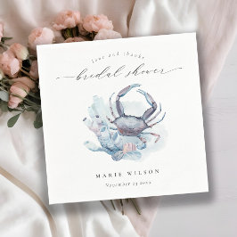 ミューテッド アンダーワーター カニ コーラル ナウチカル ブライダル シャワー スタンダードカクテルナプキン