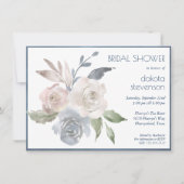 ミューテッド フローラル ブーケ | パステル ローズ ブライダル シャワー 招待状 (正面)