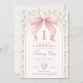 ミューテッド ブラッシュ ボー ファンシー ワン ラブ シャック 1歳の誕生日 招待状 (正面)