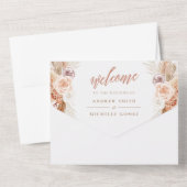 ミューテッド ローズ パンパス テラコッタ ボヘミア ウェディング オールインワン招待状 (裏面)