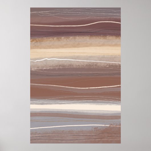 ミュートされたアーストーン梅ミニマル抽象芸術アート ポスター (正面)