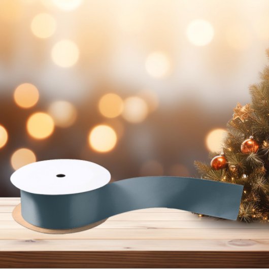 ミュートされたエレガンス無地の-石板ブルー サテンリボン