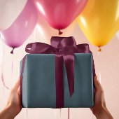 ミュートされたエレガンス無地の-石板ブルー ラッピングペーパー