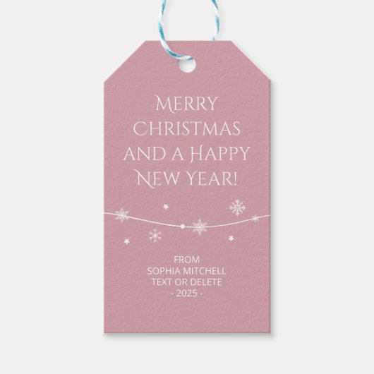 ミュートされたエレガンス – ミスティバラスノーフレークギフトラベル ギフトタグ (正面)