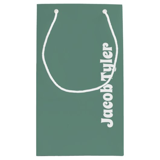 ミュートされたエレガンス – 小さな海ティール（緑がかった色）名抱き枕 スモールペーパーバッグ (裏面)