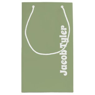 ミュートされたエレガンス – 小さな穏やかなセージ名抱き枕 スモールペーパーバッグ