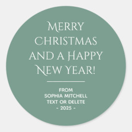 ミュートされたエレガンス – 海ティール（緑がかった色）クリスマスステッカー ラウンドシール