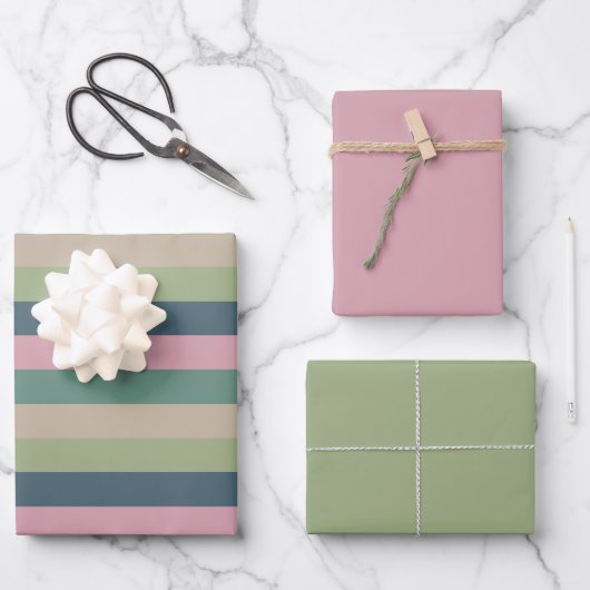 ミュートされたエレガンス – 無地の選ストライプの択 ラッピングペーパーシート (正面)