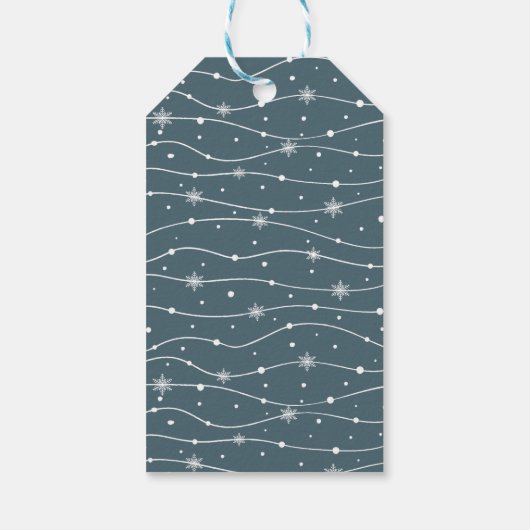 ミュートされたエレガンス – 石板ブルースノーフレークギフトラベル ギフトタグ (裏面)