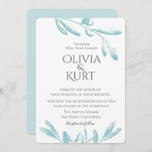 ミュートされたオリーブの枝の結婚式招待状 招待状 (正面/裏面)