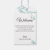 ミュートされたオリーブの枝結婚の歓迎バッグ ギフトタグ (正面)